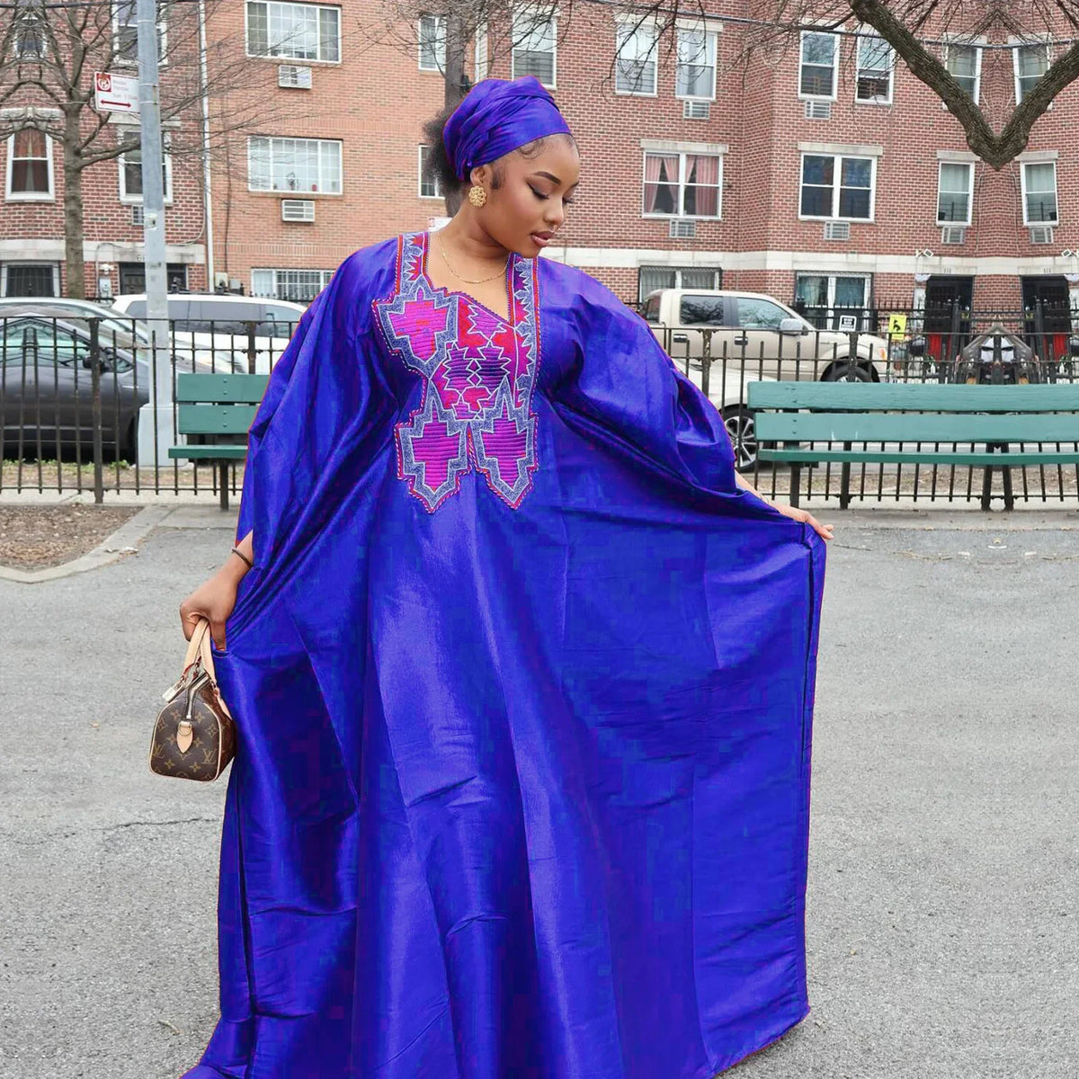 Women's African Luxury Boubou Dashiki Dress – Rich Embroidered Kaftan | Polyester | Plus Size L–5XL | Gold, Blue & Burgundy