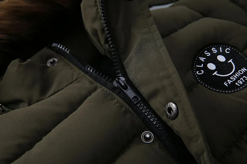 Autumn Winter Hooded Jacket for Kids - Boys & Girls Warm Fur Collar Zipper Outerwear Casual Fashion Baby Coat for Ages 2-6