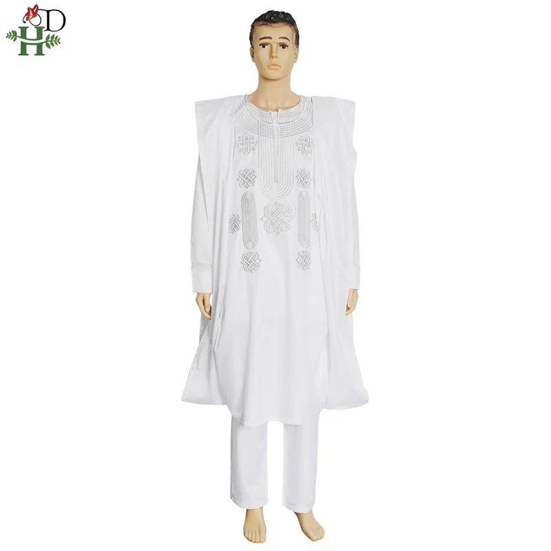 African Suit Men Robe Shirt and Pants Set Long Sleeve