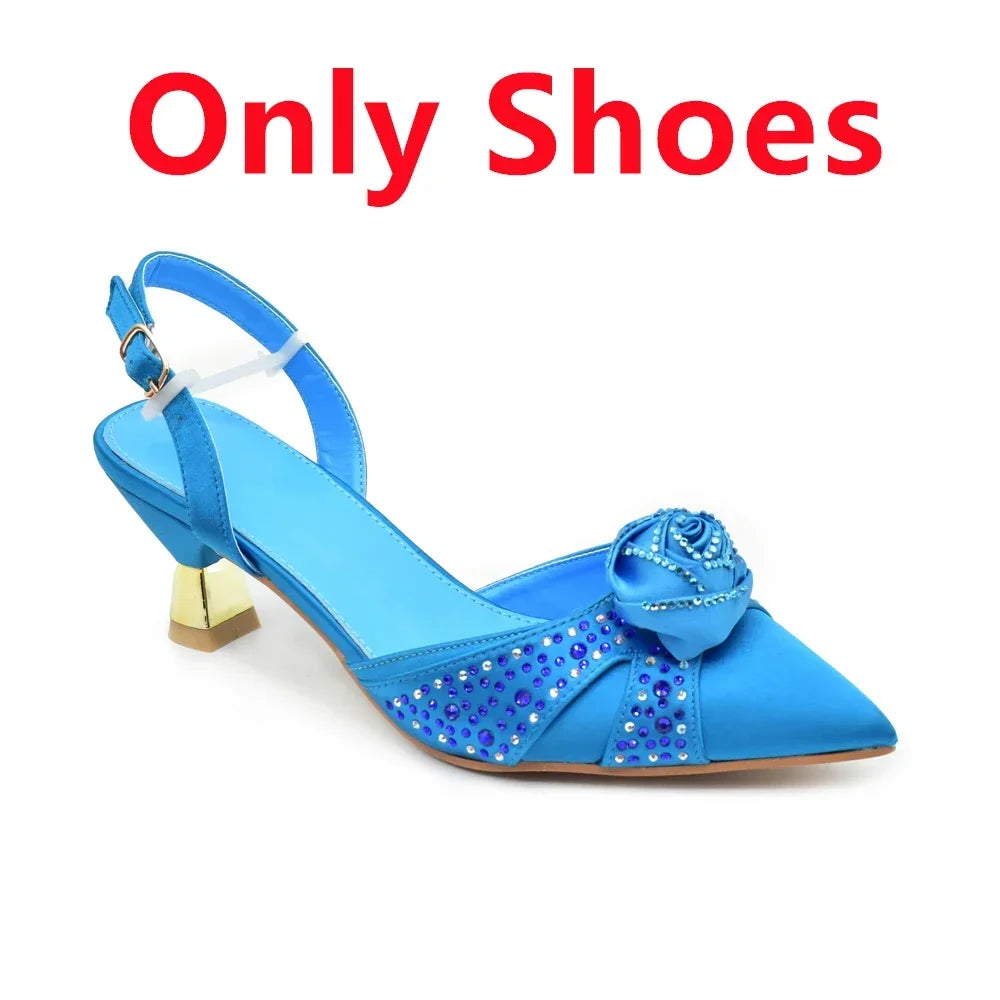 Crystal Rhinestone Spike Heel Pumps | Shoes & Matching Bag Set | EU 38–43 | Party & Wedding