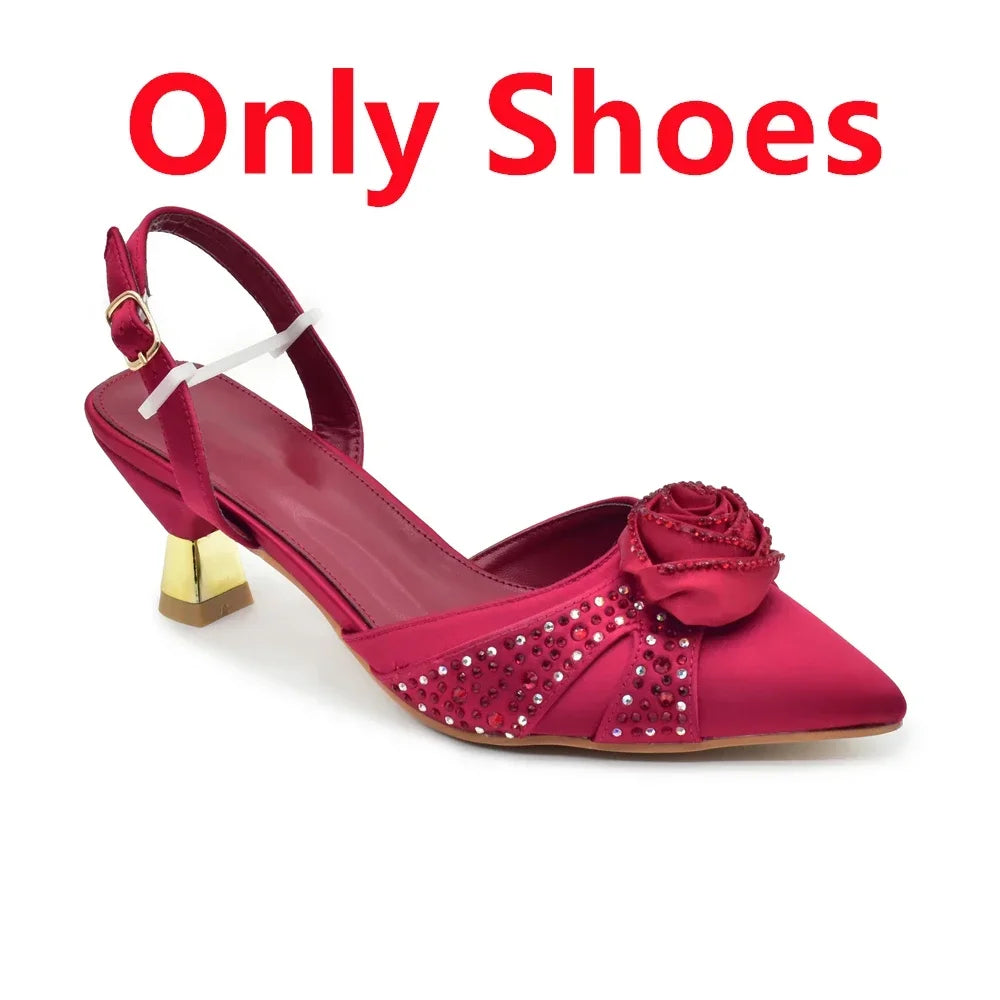 Crystal Rhinestone Spike Heel Pumps | Shoes & Matching Bag Set | EU 38–43 | Party & Wedding