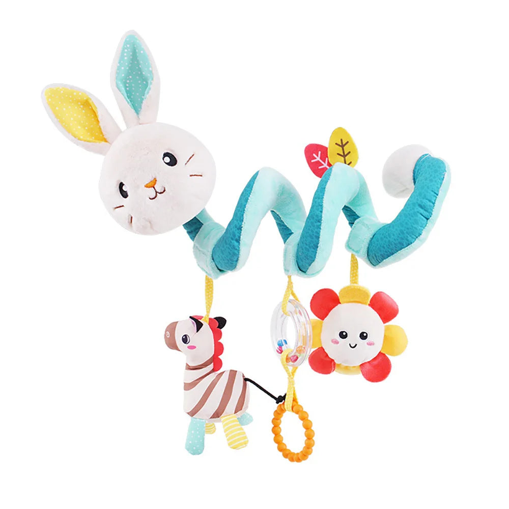 Newborns Spiral Hanging Activity Stroller Toy Baby Carseat Toy Black & White Lion Koala Rattle  for Crib Mobile Sensory Toy Gift