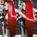 Colored Red Straight Lace Front Human Hair Wig 13x4 13x6 Transparent Lace
