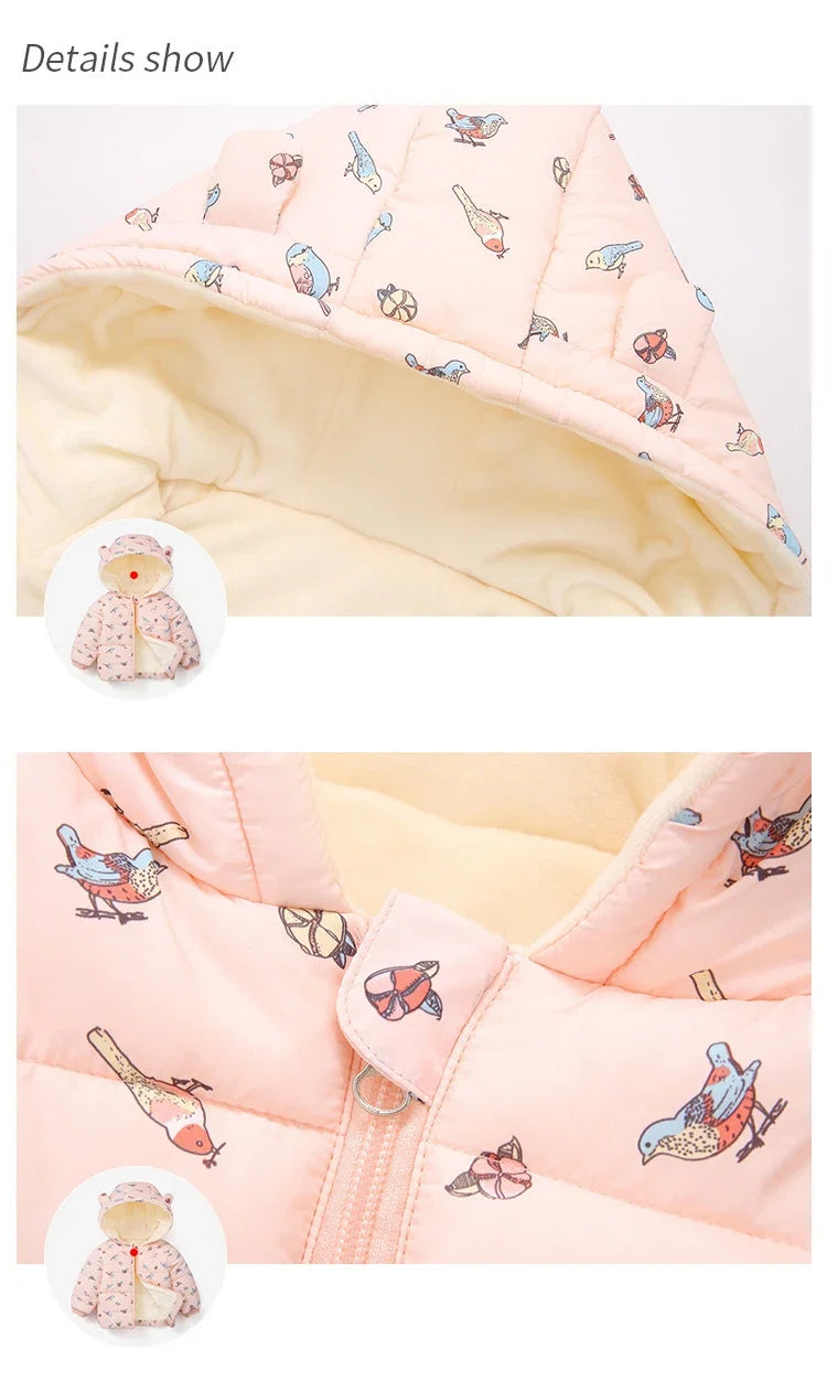 Winter Baby Kids Fleece Jacket Warm Hooded Down Outerwear