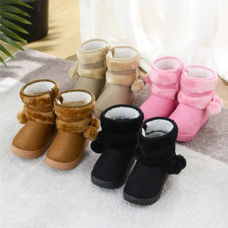 Children's Winter Snow Boots – Warm Plush-Lined Zip-Up Casual Shoes | Anti-Slip Rubber Sole | Unisex Boys & Girls | EU 21–35 | 4 Colours