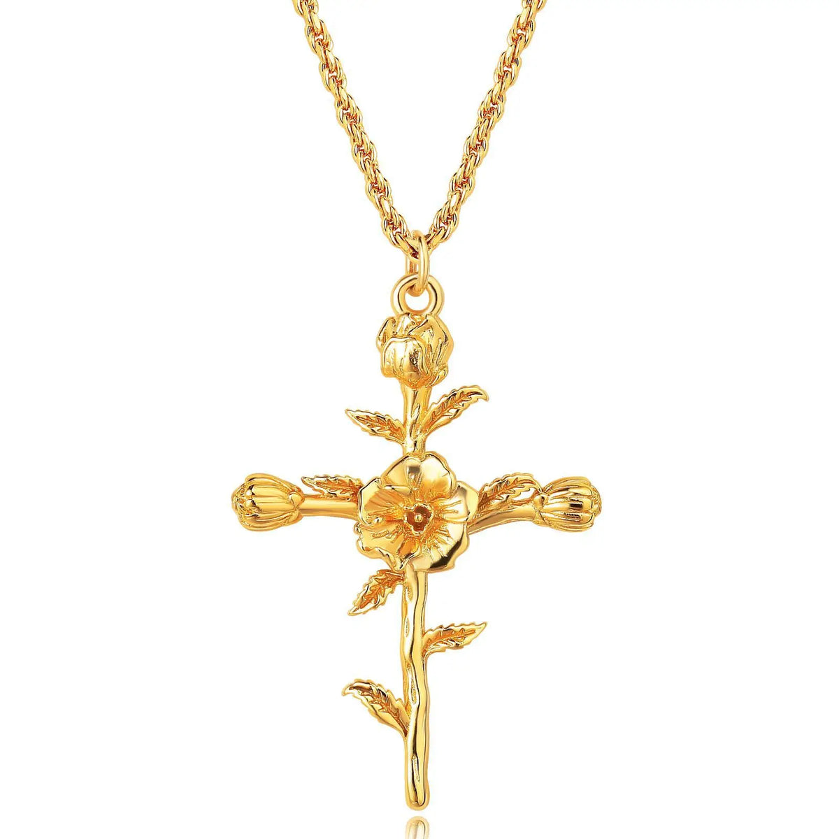 Birth Month Flower Cross Pendant