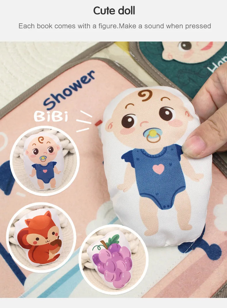 Montessori Busy Book Baby Early Education Book，Puzzle Toy, Animal Cognitive Fabric Book, Repeated Paste Book & Sensory toys