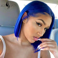 Brazilian Hair Straight Navy Blue Bob Human Hair Wig 180 Density 13x4 HD Lace