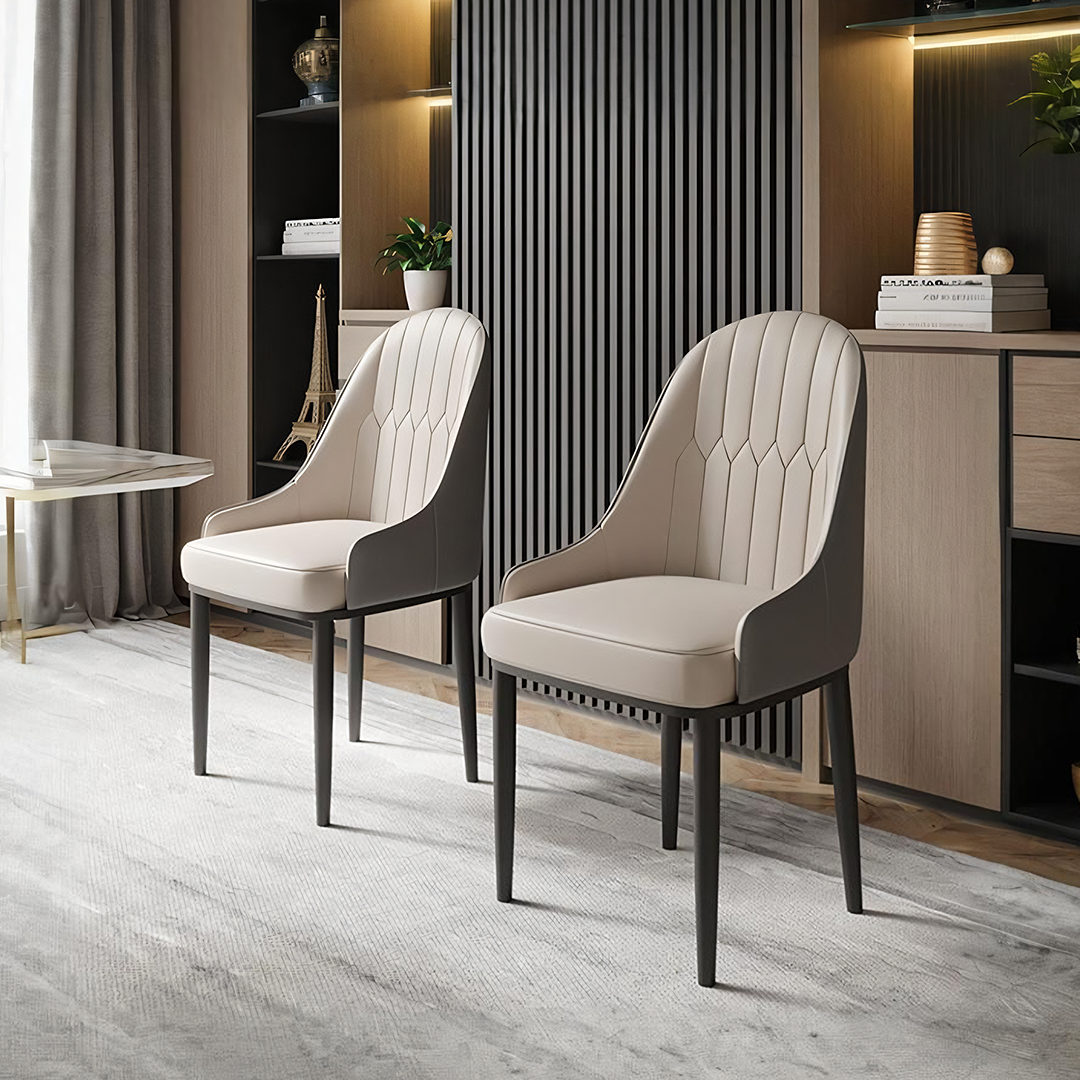 A Set of 2 Scott Dining Chairs, PU Leather