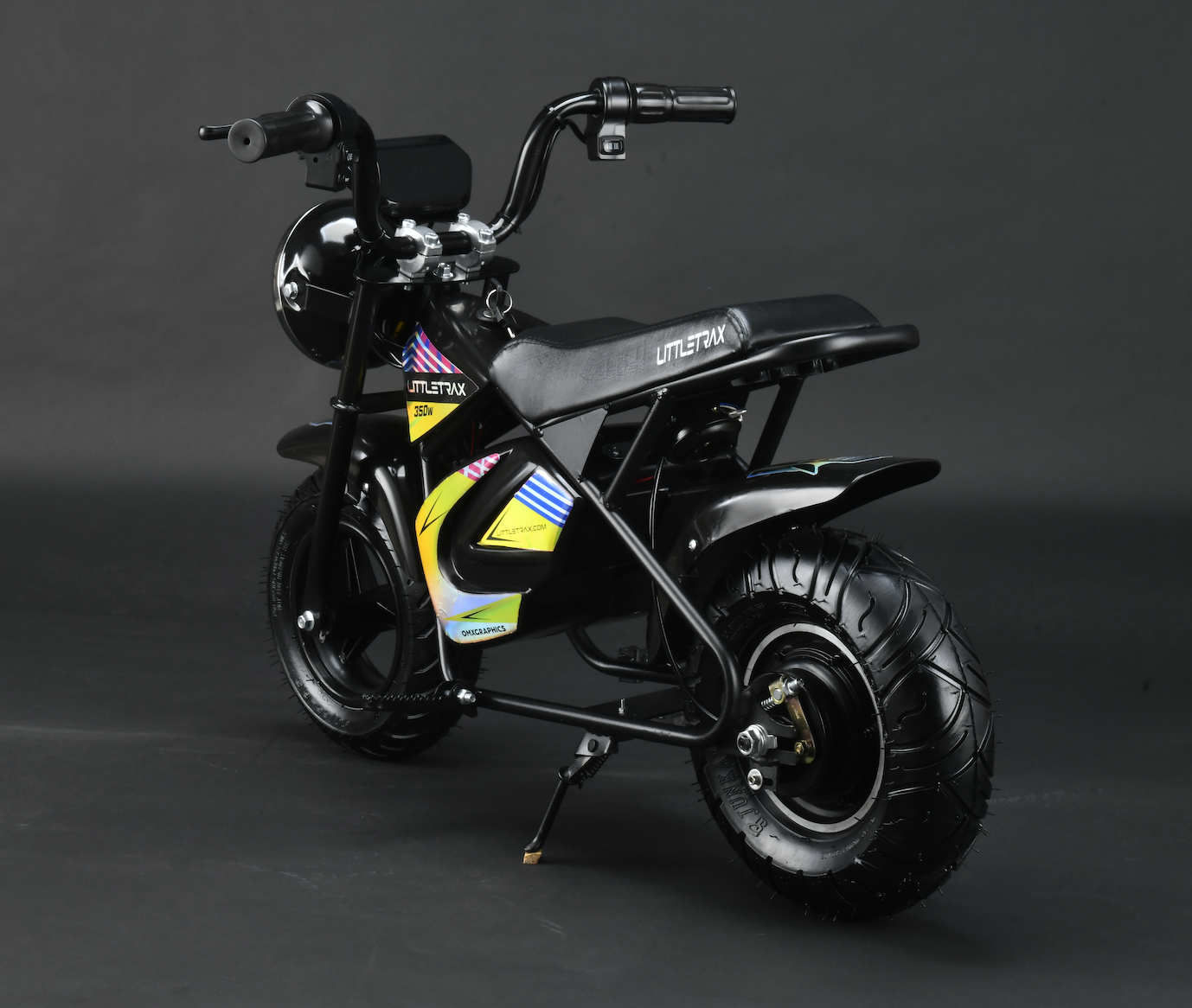 Littletrax 350W Kids Electric Bike – Ages 3 to 12+ ride on mini monkey bike - 3 speed, Bluetooth music, horn, lights, 36v