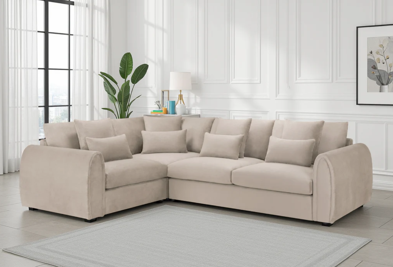 Mirabel L-Shaped Plush Velvet Corner Sofa