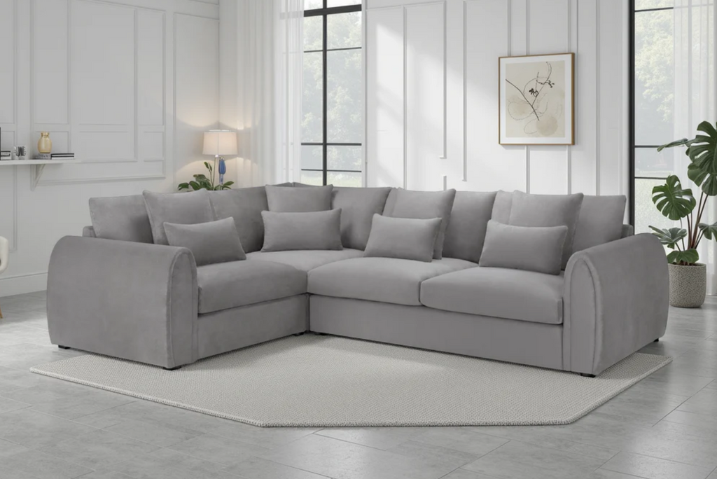 Mirabel L-Shaped Plush Velvet Corner Sofa