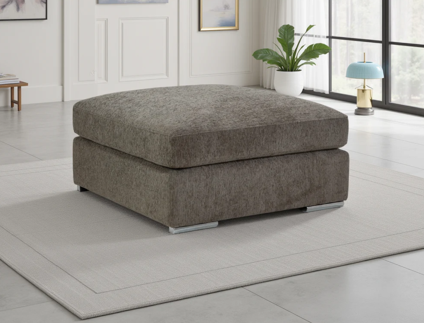Plush Naples Chenille Footstool
