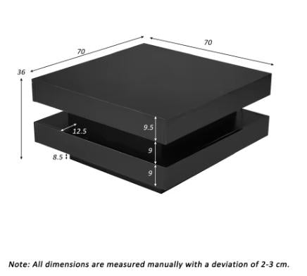 Modern High Gloss Coffee Table with 360° Rotating Top & 16 Colour LED Lights