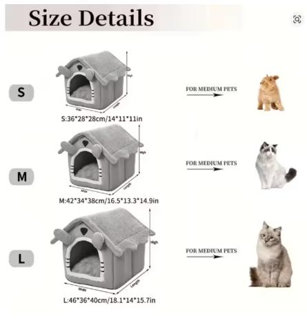 Foldable Pet House with Washable Cover | Cozy Dog & Cat Shelter