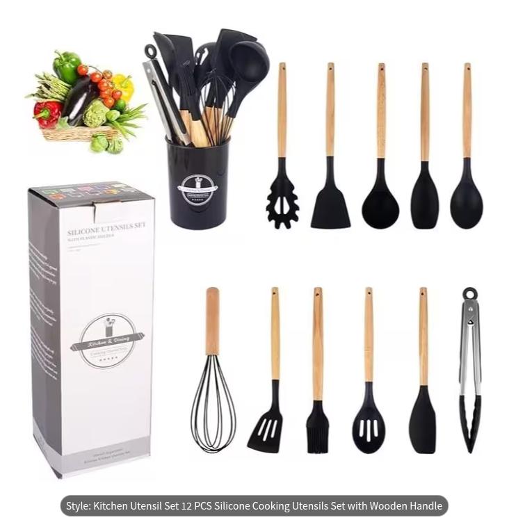 Upgrade your kitchen with our 12-piece Silicone Cooking Utensils Set!