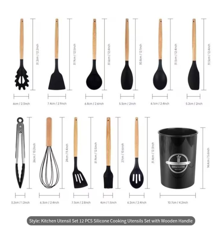 Upgrade your kitchen with our 12-piece Silicone Cooking Utensils Set!