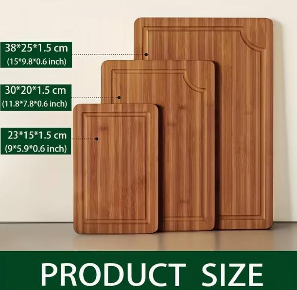 Premium Bamboo Cutting Board Set – Eco-Friendly Wooden Chopping Boards for Meat, Vegetables