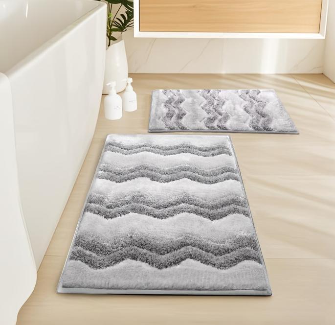 2 Pack Luxury Chenille Bathroom Rugs – Ultra Soft & Highly Absorbent