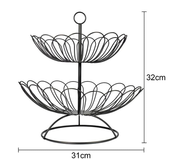 Stainless Steel 2-Tier Fruit Basket – Durable Metal Fruit Holder for Household