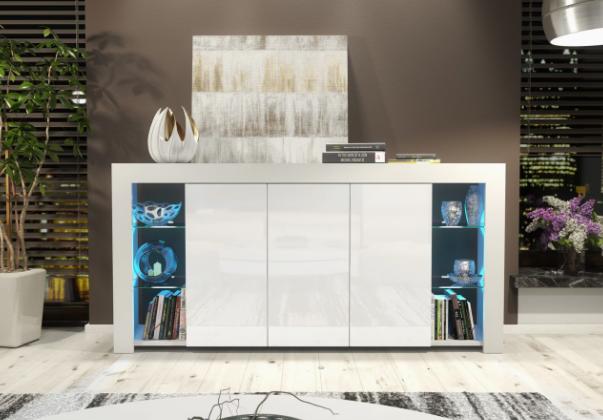 Sideboard with High Gloss Doors & LED Lights – Modern Storage Unit