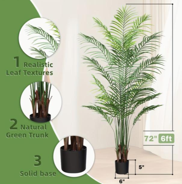 Large Lifelike Palm Tree – Indoor & Outdoor Tropical Foliage for Home & Garden Decor