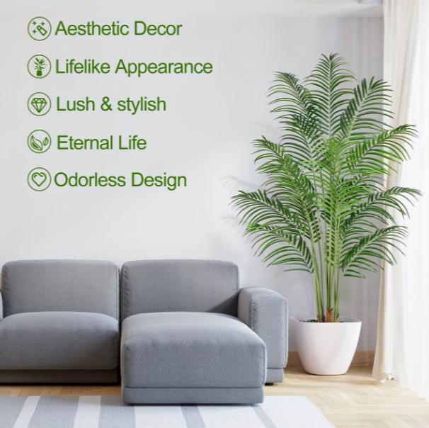 Large Lifelike Palm Tree – Indoor & Outdoor Tropical Foliage for Home & Garden Decor