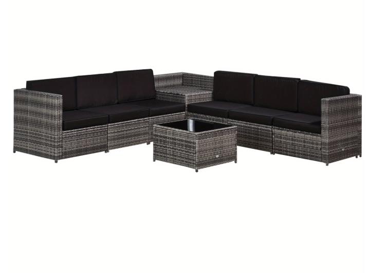 Outsunny 8 Piece Rattan Garden Furniture Set, Outdoor Corner Sofa
