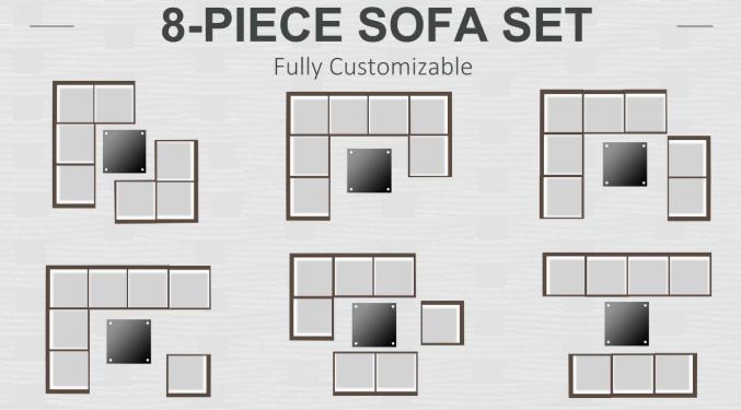 Outsunny 8 Piece Rattan Garden Furniture Set, Outdoor Corner Sofa