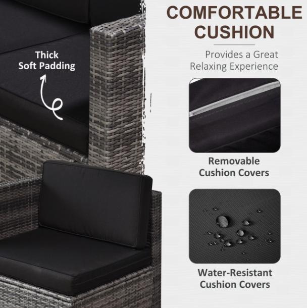 Outsunny 8 Piece Rattan Garden Furniture Set, Outdoor Corner Sofa