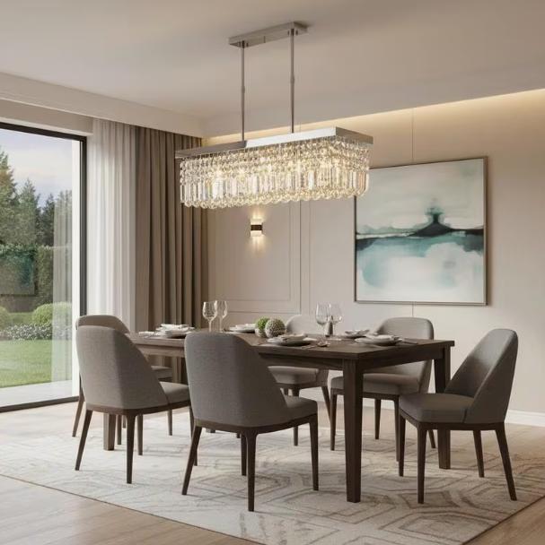 Contemporary Glass Prism Pendant Light – Chrome Ceiling Light for Dining & Living Room