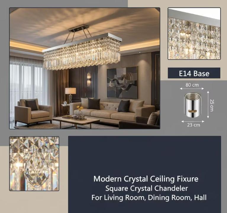 Contemporary Glass Prism Pendant Light – Chrome Ceiling Light for Dining & Living Room