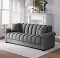 Grey Velvet Sofa Bed With Storage | 3 Seater Convertible Sleeper