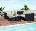 Luxury 4-Seater Rattan Garden Furniture Set with Storage Box & Coffee Table with Drawers