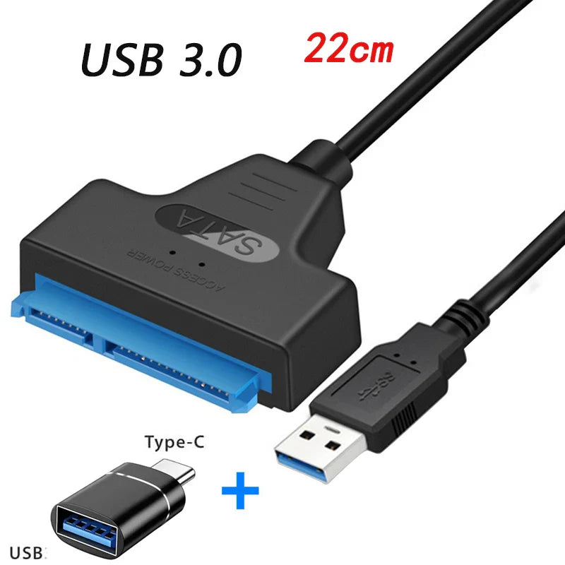 SATA to USB 3.0/2.0/Type-C Adapter Sata Cable Up To 6 Gbps Support 2.5 Inch External HDD SSD Hard Drive 22 Pin Sata III Cable