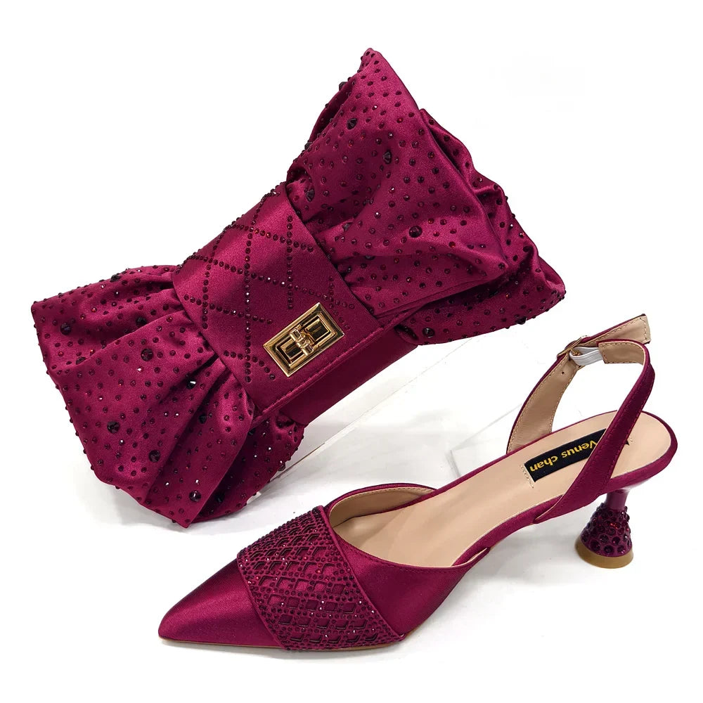 Diamond Butterfly Slingback Heels & Bag Matching Set — 10 Colours | EU 37–43