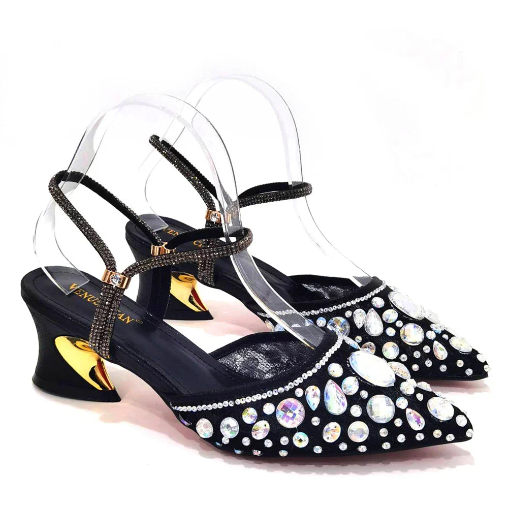 3D Bling Pointed Toe Slingback Heels — Shoes Only or With Matching Bag | 7 Colours | EU 37–42