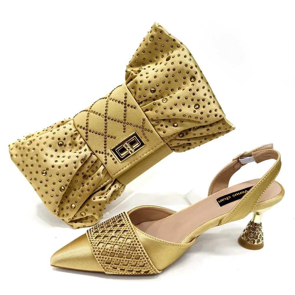 Diamond Butterfly Slingback Heels & Bag Matching Set — 10 Colours | EU 37–43
