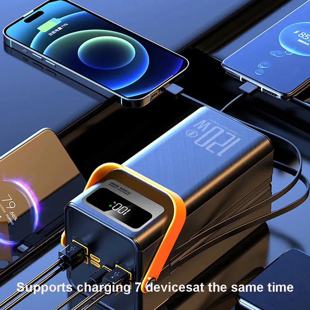 60000mAh Portable Power Bank - 120W Fast Charging Solar Generator for Camping Emergency Outdoor