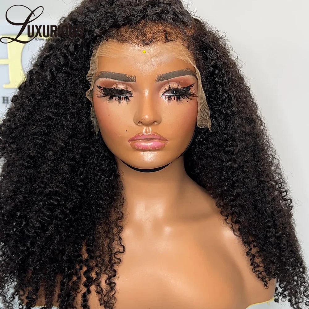 Brazilian 4C Blend Edges Afro Kinky Curly 360 Full Lace Wig 100% Human Hair 13x4 Lace Frontal Wigs Human Hair Bye-Bye Knots 250%