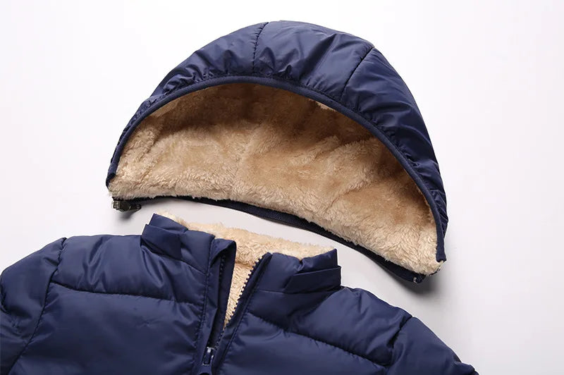 Winter Baby Kids Fleece Jacket Warm Hooded Down Outerwear