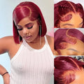 Human Hair Straight Bob Wigs 100% Human Hair 99J Burgundy Color Glueless Bob