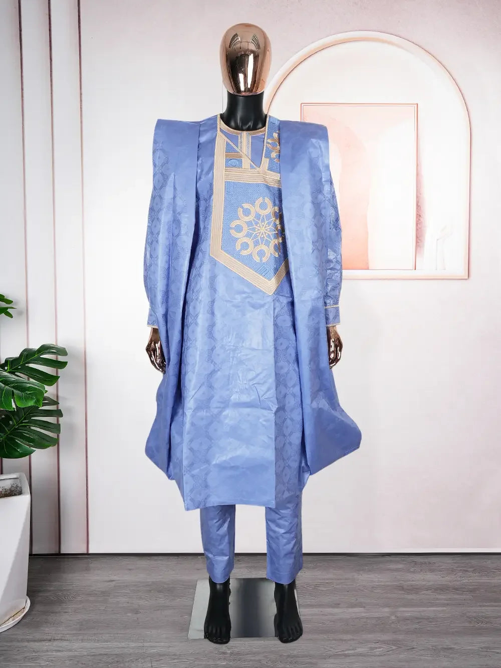 African Traditional Muslim Men Ramadan Embroidery Thobe Bazin Riche Outfits 3PCS Robe Suit Agbada