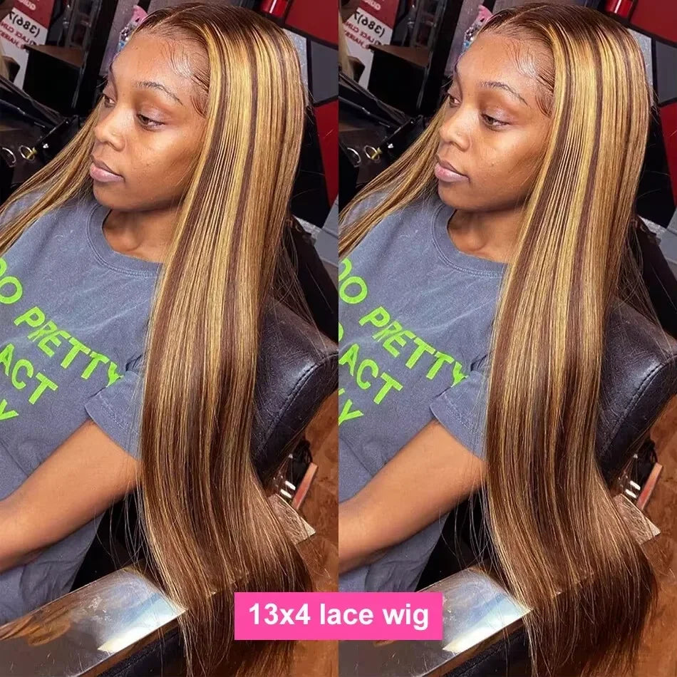 P4/27 Highlight Colored 13x4 13x6 HD Lace Frontal Wig 32 46 Inch 220 Density Remy Hair Bone Straight human Hair Wigs For Women
