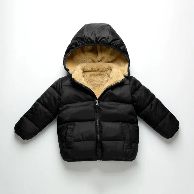 Winter Baby Kids Fleece Jacket Warm Hooded Down Outerwear