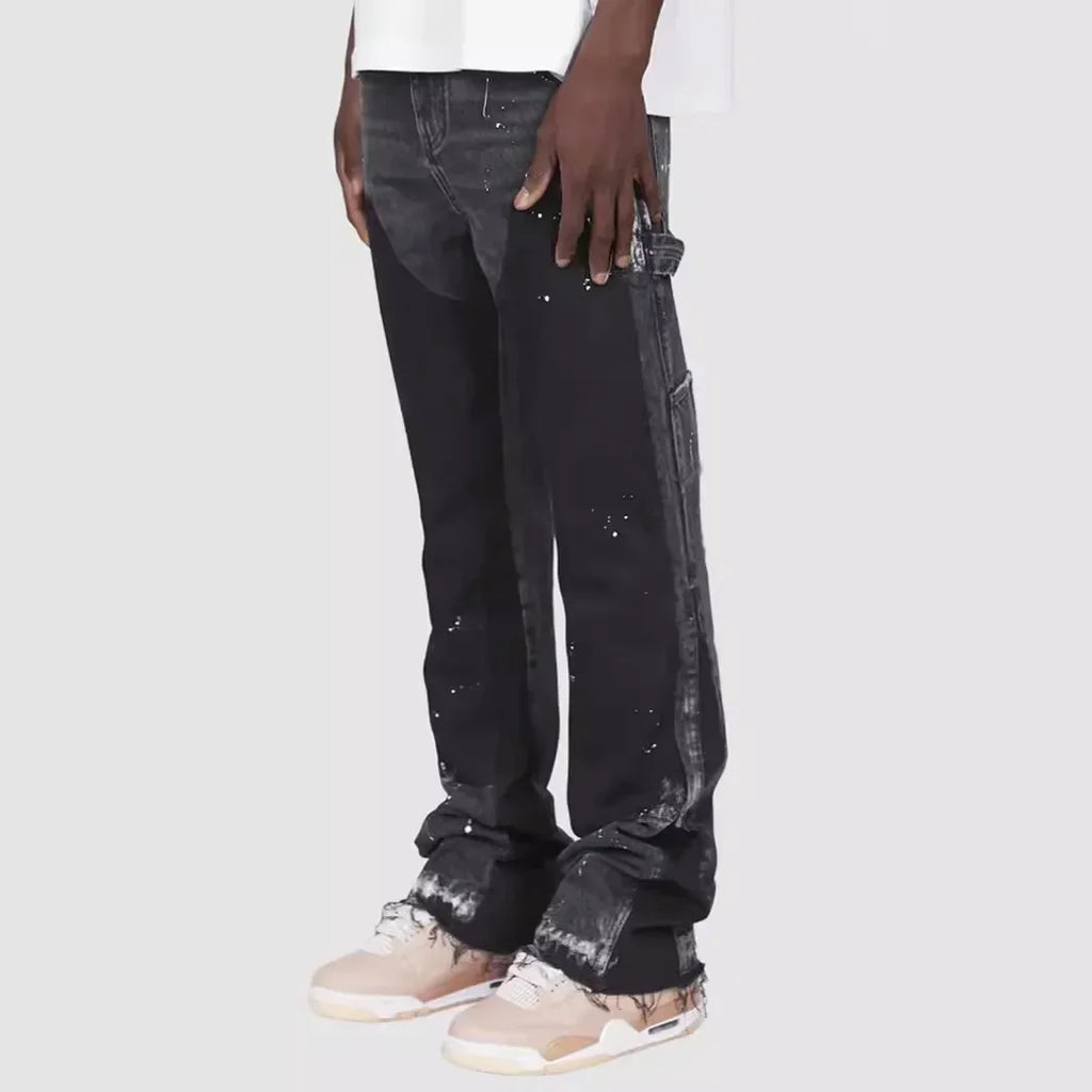 Men's Fashion Jeans Work Pants, European and American Fashion Workwear Elastic