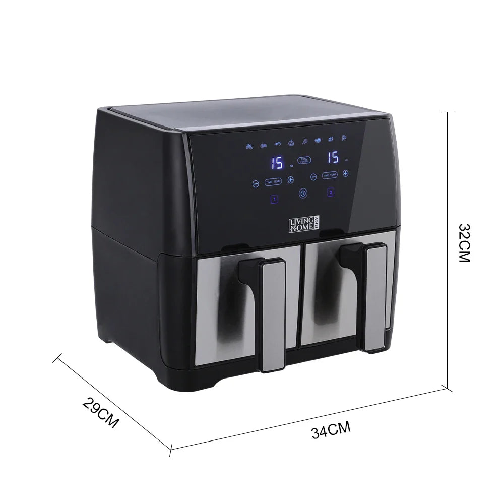 KOMORE 8L 1700W Touch Screen Dual Basket Air Fryer 80°C-200°C Adjustable Temperature & 30min Timer Setting &Automatic Shutoff