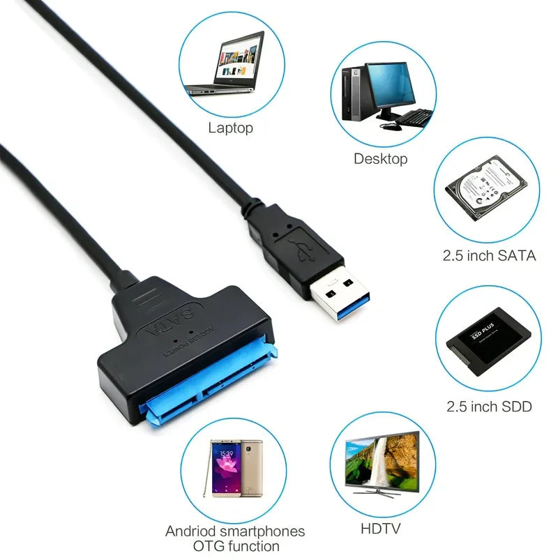 USB 3.0 to Sata III Cord SATA to USB 3.0 Cable Up to 6 Gbps for 3.5 2.5 Inch External HDD SSD Hard Drive SATA 3 22 Pin Adapter