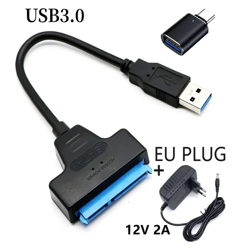 USB 3.0 to Sata III Cord SATA to USB 3.0 Cable Up to 6 Gbps for 3.5 2.5 Inch External HDD SSD Hard Drive SATA 3 22 Pin Adapter