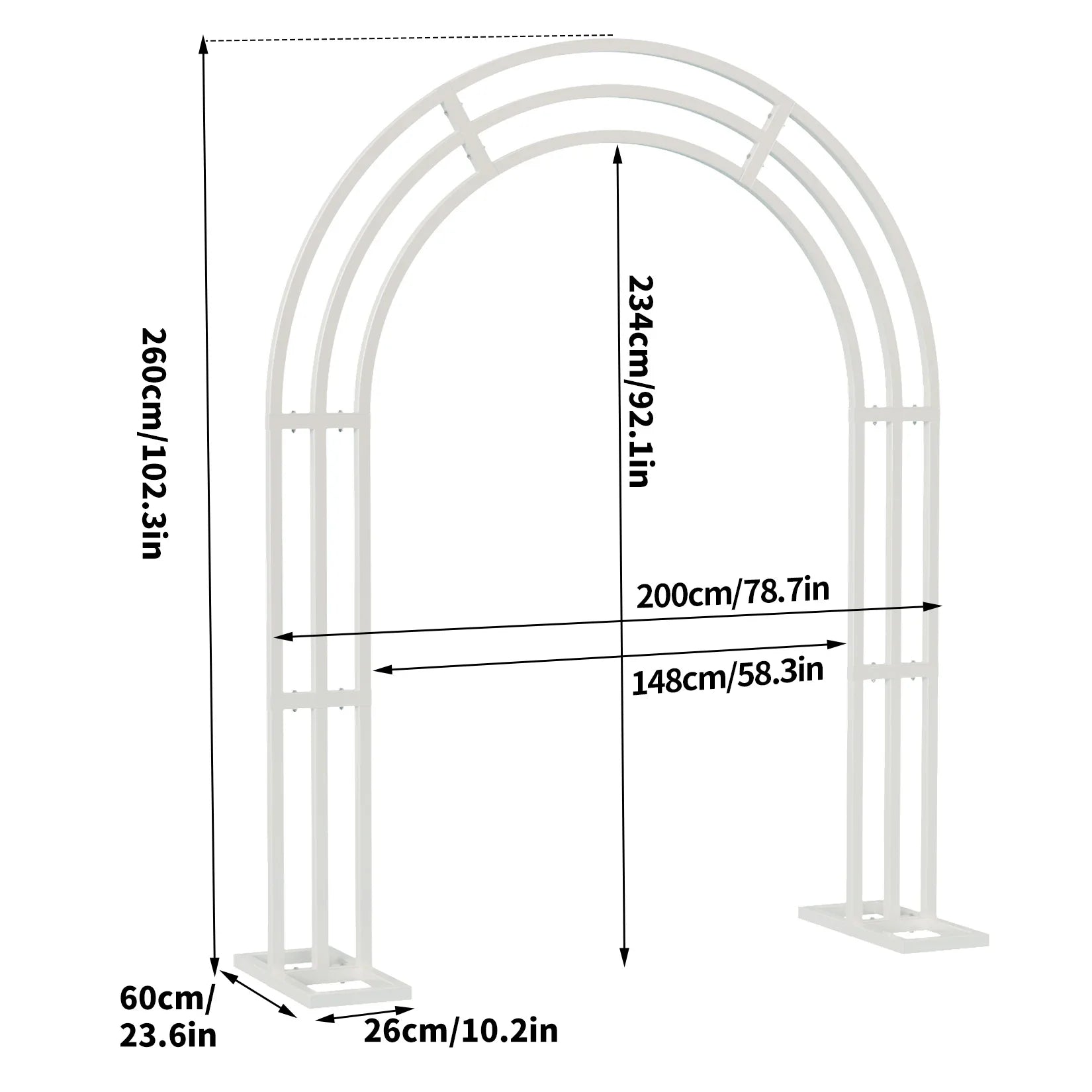 Heavy Strong White Metal Wedding Arch Garden Arbor Frame, Floral Backdrop Stand, Pergola for Indoor and Outdoor